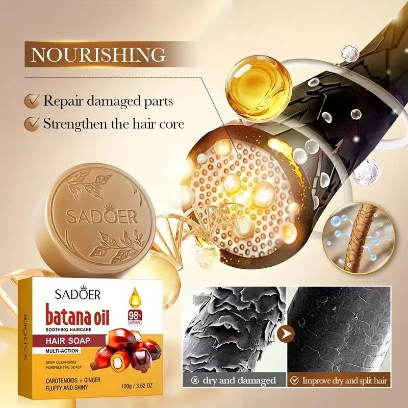 Batana Oil Shampoo Bar for Hair Growth，Organic Batana Oil Bar from Honduras, Silicone Free, Natural Batana Bars for Prevent Hair Loss,Thickening Pure Batana Oil Solid Shampoo - Smoothes Frizzy Hair Deep Cleansing Hair Scalp Oil Control Shampoo Soap