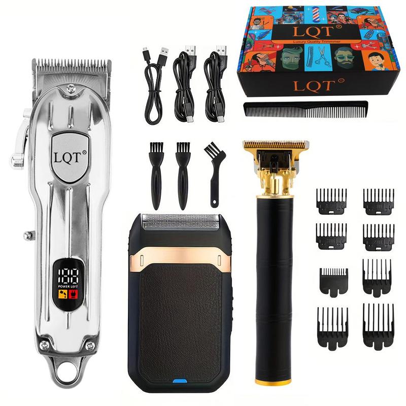 Professional Cordless Hair Cutting Kit, Rechargeable Barber Clippers Set for Men with Electric Shaver and Beard Trimming, Trimmer Set, Hair Cutting Machines, Perfect Gift for Him, Barber Kit, Christmas Gift