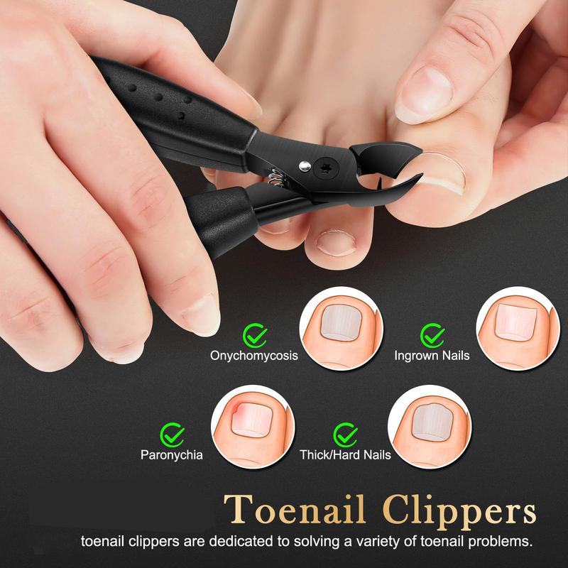 Toenail Clippers for Thick & Ingrown Nails, Professional Nail Clipper Set with Pedicure Tool, Super Sharp Fingernail Cutter with Catcher, Toe Nail Clippers Kit for Seniors, Men & Women