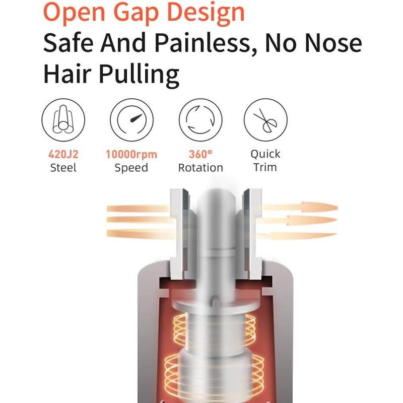 Ear and Nose Hair Trimmer, Painless Nose Hair Clippers Trimmer for Men and Women, Portable Nose Hair Remover with Dual Edge Blades, Battery-Operated, IPX7 Waterproof