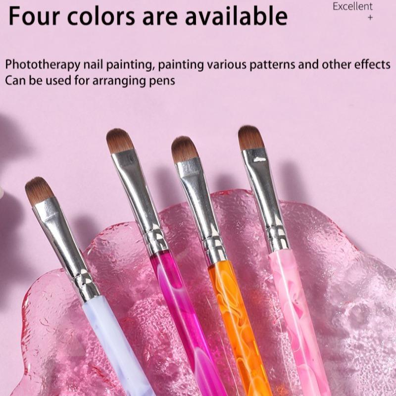 Acrylic Nail Art Brush Set, 4 Counts set Professional Gel Nail Polish Nail Art Brush, Manicure Tool for Women & Girls