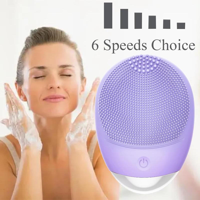 USB Rechargeable Facial Cleansing Brush, High Frequency Vibration Silicone Facial Cleanser Brush, Electric Waterproof Silicone Facial Cleansing Device, Facial Skin Care Tool for Men and Women