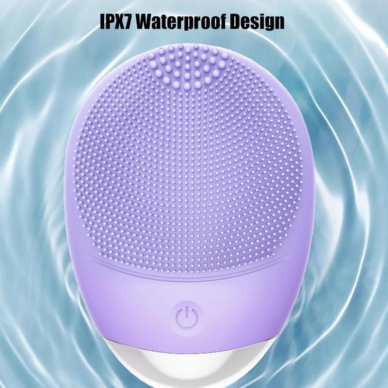 USB Rechargeable Facial Cleansing Brush, High Frequency Vibration Silicone Facial Cleanser Brush, Electric Waterproof Silicone Facial Cleansing Device, Facial Skin Care Tool for Men and Women