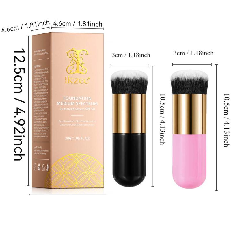 Foundation & Brush Set, 2 Counts set Color Changing Liquid Foundation & Brush, Moisturizing Sunscreen Foundation, Makeup Product for Women & Girls