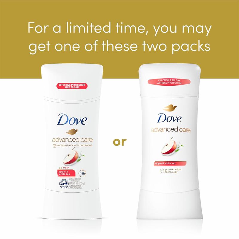 Dove Advanced Care Antiperspirant Deodorant Stick for Women, Apple & White Tea, for 48 Hour Protection And Soft And Comfortable Underarms, 2.6 oz