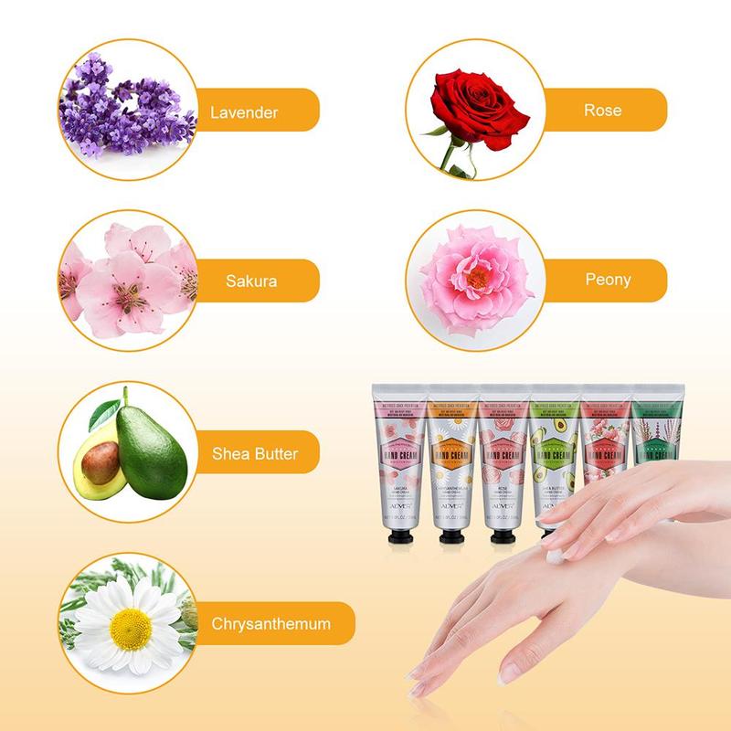 Moisturizing Hand Cream Set, 6 Counts box Refreshing & Non-greasy Hand Lotion, Hand Care Product for Women & Men Daily Use