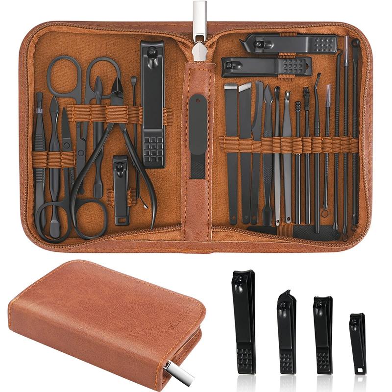 Manicure Set Professional Nail Clipper Kit, 26-Piece Stainless Steel Nail Care Tools with Luxurious Travel Case