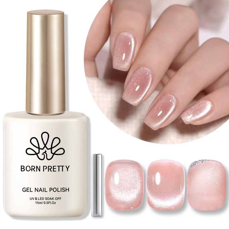 BORN PRETTY Pink Nude Cat Magnetic Gel Nail Polish With Magnetic Stick Low Shipping fee Cat Eye Polish Gel 15ml One Bottle French Nail Art Christmas Gift DIY At Home Nail Care