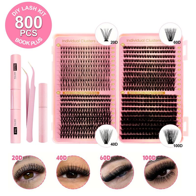 Individual False Eyelashes Kit, 1 Set Mixed Length & Styles Natural Look Eyelash Extensions, Self Grafting Curl Eyelashes, Eye Makeup Accessories, Christmas Gift