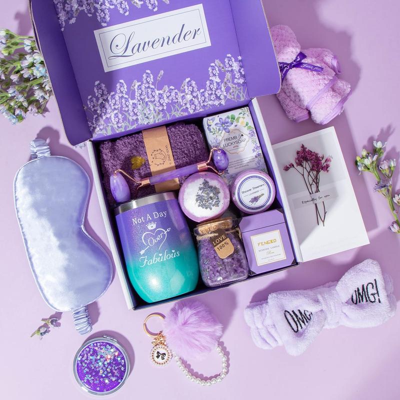 Birthday Gifts for Women,Gifts for Her Purple Gifts Basket for Women Lavender Relaxing Gift Set Self Care Package  Female Gift Ideas Birthday Presents Female Friendship Gifts Christmas Gifts