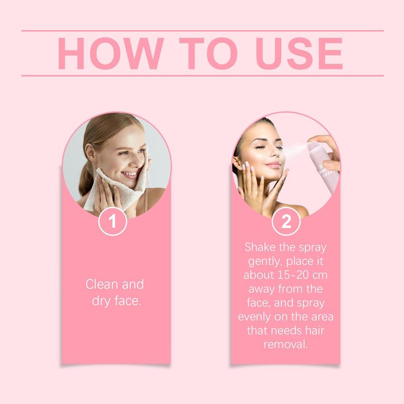 100ml Facial Hair Identifier Spray, 2 Counts set Gentle Hair Removal Spray for Women, Not Irritating Beauty Product Suitable for Soften Face Hair