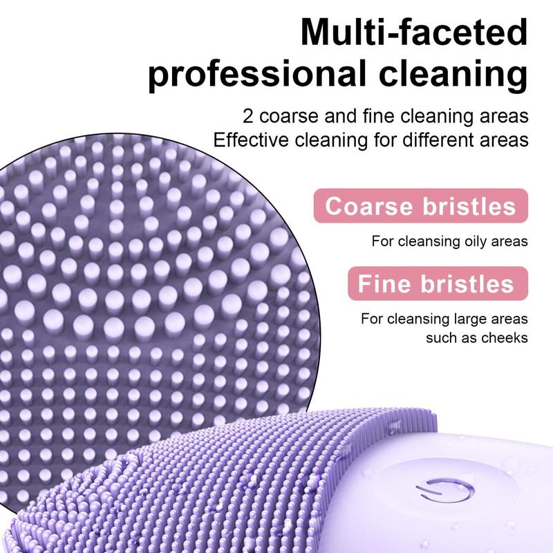 Silicone Ultrasonic Facial Cleansing Brush, Vibration Electric Face Cleanser, Deep Pores Blackhead Cleaning Washing Skin Massager