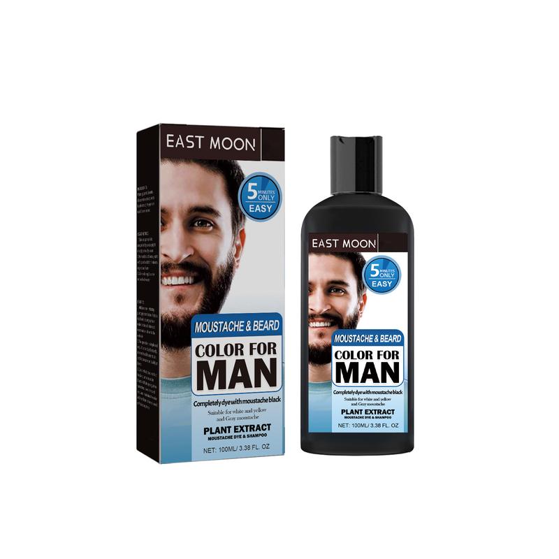 Beard Hair Dye Color Shampoo, Quick Color Black For Men's Hair and Black Beard Dye Shampoo for Mustache, Root Touch Up