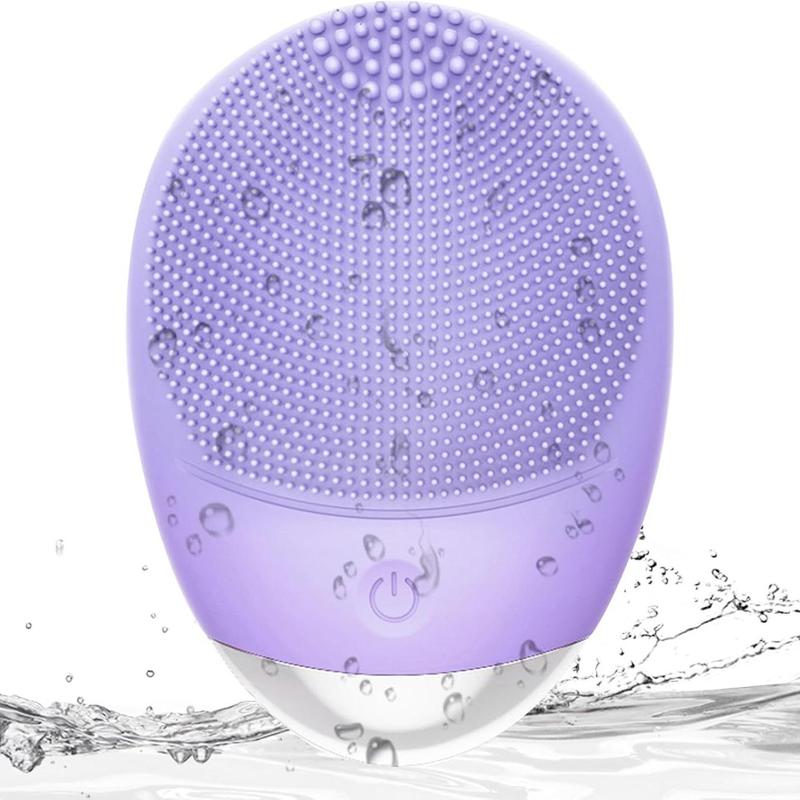 USB Rechargeable Facial Cleansing Brush, High Frequency Vibration Silicone Facial Cleanser Brush, Electric Waterproof Silicone Facial Cleansing Device, Facial Skin Care Tool for Men and Women