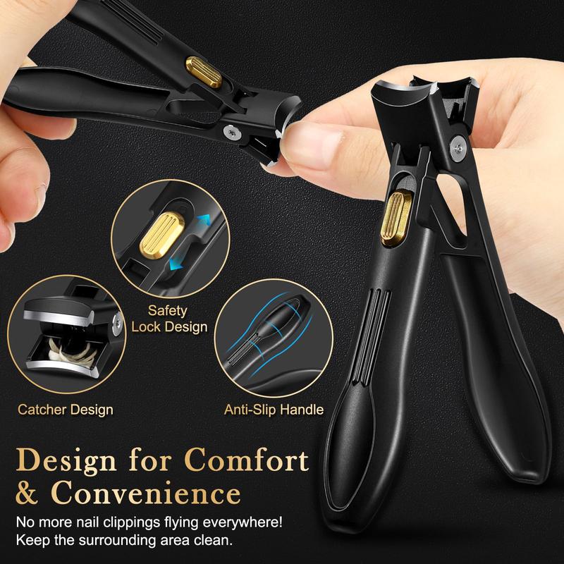 Toenail Clippers for Thick & Ingrown Nails, Professional Nail Clipper Set with Pedicure Tool, Super Sharp Fingernail Cutter with Catcher, Toe Nail Clippers Kit for Seniors, Men & Women