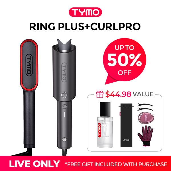 TYMO Ring Plus Ionic Hair Straightener Brush & TYMO CurlPro & Hair Oil - Compacted Wave Curling Iron for Easy Comfort Styling hair