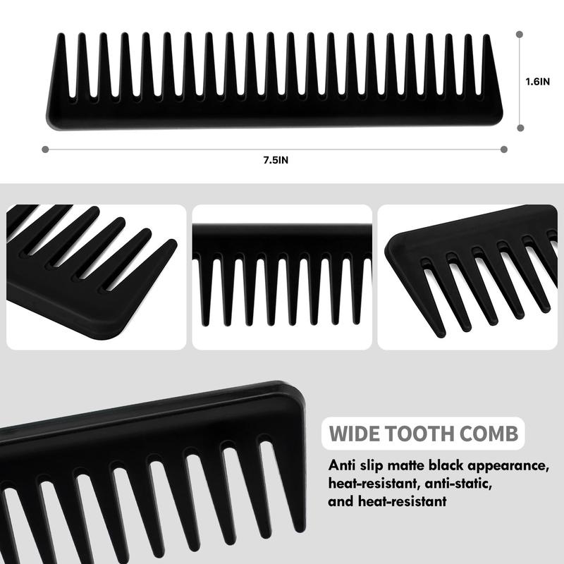 4pcs Curly Hair Brush Set for Adult & Kids Wet or Dry Hair,Professional Heatless Magic Detangling Brush for 3 4ABC Hair with Haircare Hair Detangler Brush Spray Bottle Wide Tooth comb (3+1, Black)