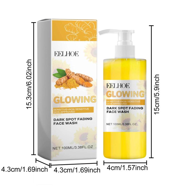 Turmeric Brightening Facial Cleanser, 1 2 Counts Deep Cleansing Facial Makeup Remover, Refreshing Non-tightening Facial Wash, Facial Skin Care Product