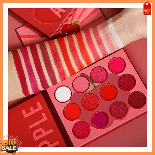 Afflano Red Eyeshadow Palette Makeup, Ultra Pigmented and Blending Bright Dark Hot True Red Eye Shade 12 Color, Cruelty Free Velvet Matte Shimmer Warm Fall Sunset Pink Red Eye Shadow Pallet