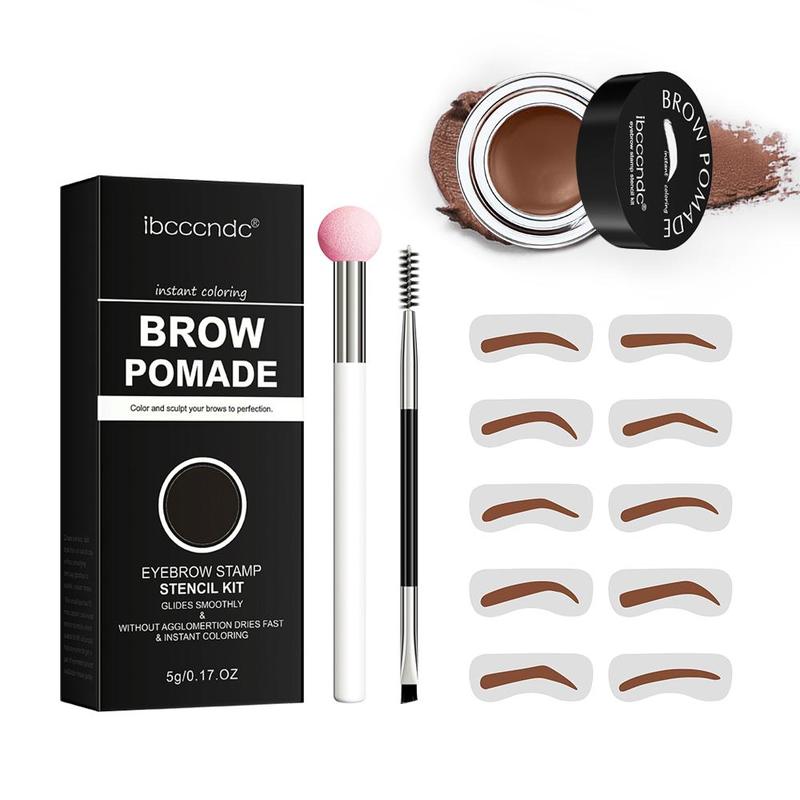 Brow Pomade Kit, 1 Set Long Lasting Eyebrow Makeup Kit, Including Eye Brow Makeup Sponge, Eyebrow Brush, Eyebrow Stencil, Eye Brow Styling Kit, Cosmetic Beauty Supplies for Girls and Women