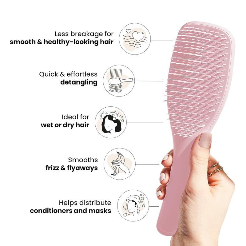 Tangle Teezer Ultimate Detangler Hairbrush for Wet & Dry Hair, Eliminates Knots & Reduces Breakage for All Hair Types, Millennial Pink Tangle Teezer