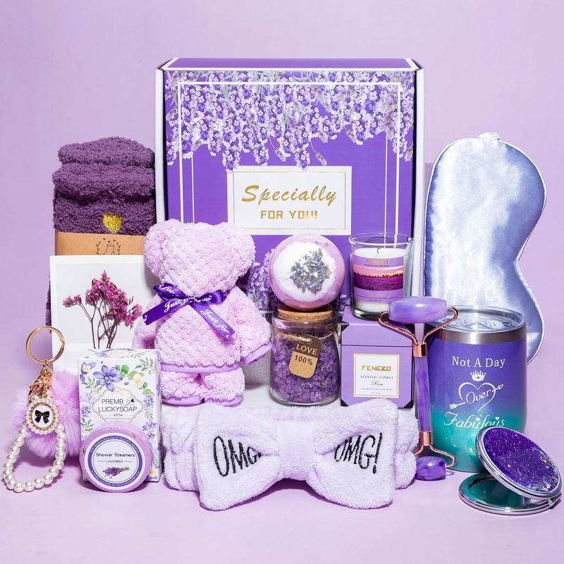 Birthday Gifts for Women,Gifts for Her Purple Gifts Basket for Women Lavender Relaxing Gift Set Self Care Package  Female Gift Ideas Birthday Presents Female Friendship Gifts Christmas Gifts