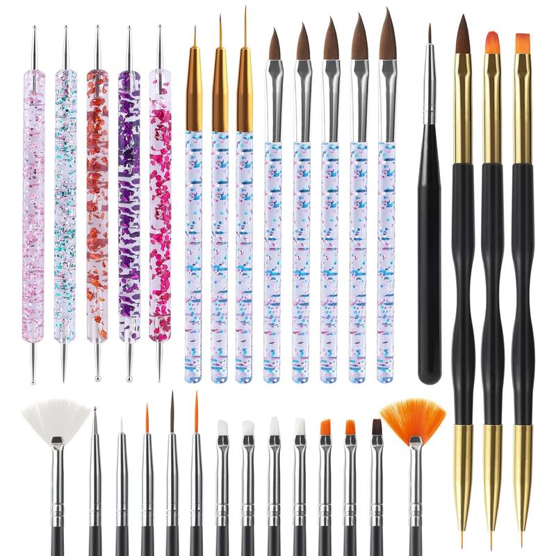 31pcs Nail Art Brushes,Nail Art Tool Set,Nail Dotting Tools,Nail Dust Brush,Striping Nail Art Brushes for Long Lines,Nail Drawing Pen For Nail Design.