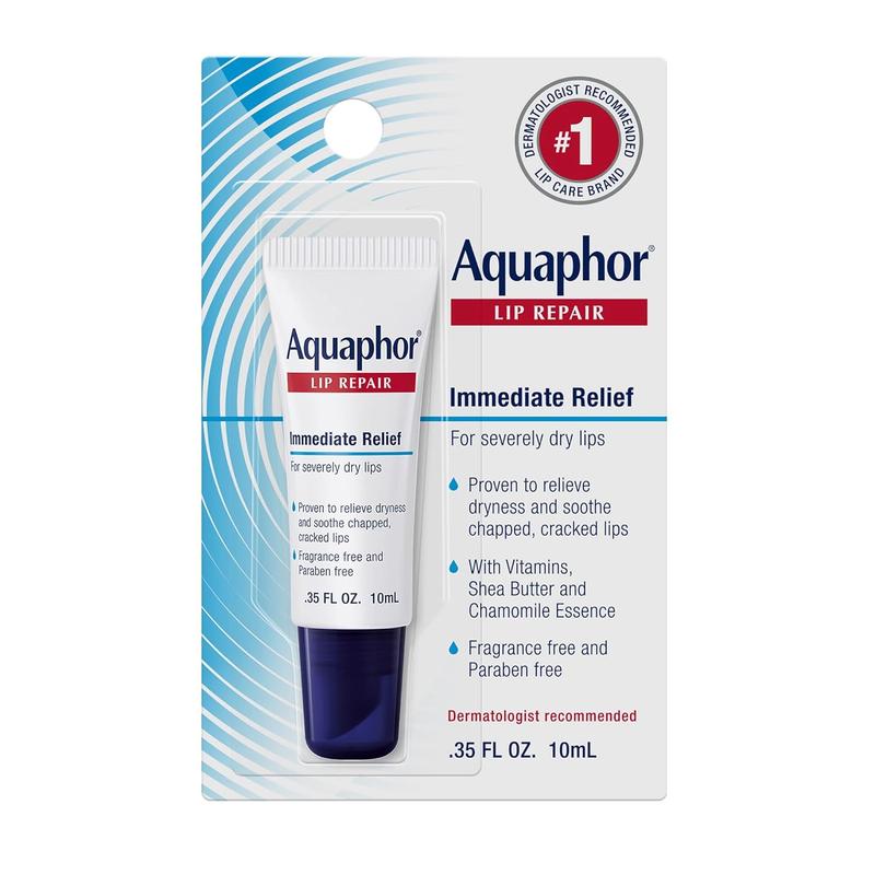 Aquaphor Lip Repair Ointment - Long-lasting Moisture for Dry Chapped Lips - 0.35 fl. oz. Tube - Comfort, Skincare