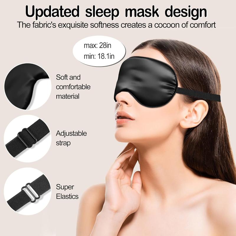 Sleep Mask Silk Eye Mask for Sleeping, Eye Cover Soft Satin Blindfold Adjustable Strap, Satin Blackout for Men & Women, Super Soft Eyeshade for Night Sleeping (Black) Lightweight Comfort