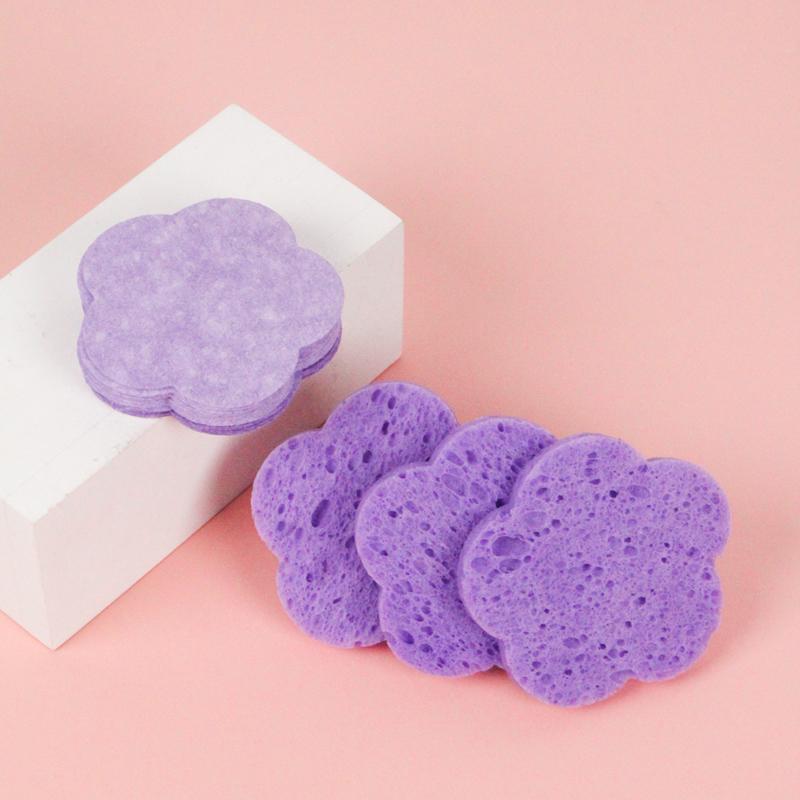 Cute Flower Shaped Facial Compressed Sponge, 20pcs set Floral Design Face Scrubber Facial Cleanser Sponge for Home & Travel Use