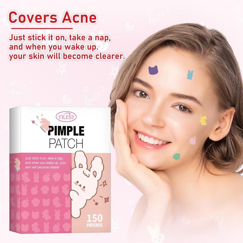 Rabbit and Cat Shaped Acne Patch, 150pcs Acne Pimple Patch, Hydrocolloid Pimple Patch, Color Star Acne Patch for Face, Skin Care Product