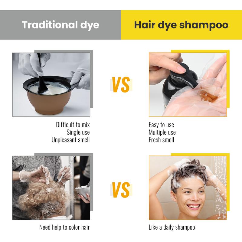 MEIDU Dark Brown Hair Dye Shampoo,3 in 1 Herbal Ingredients Hair Color Shampoo,Natural Haircoloring,Can cover gray hairs,Contains Ginseng Extract