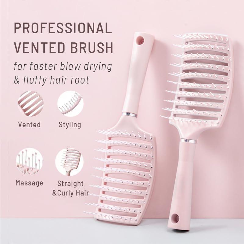 Hollow out Circular Hair Brush, Vented DetanglingHair Comb with Curved Design, Multi-use ScalpMassage Combs for Daily Use, Suitable forBusiness Trip ,Travel and Daily hair Care , back toschool Gift Haircare Heatless comb