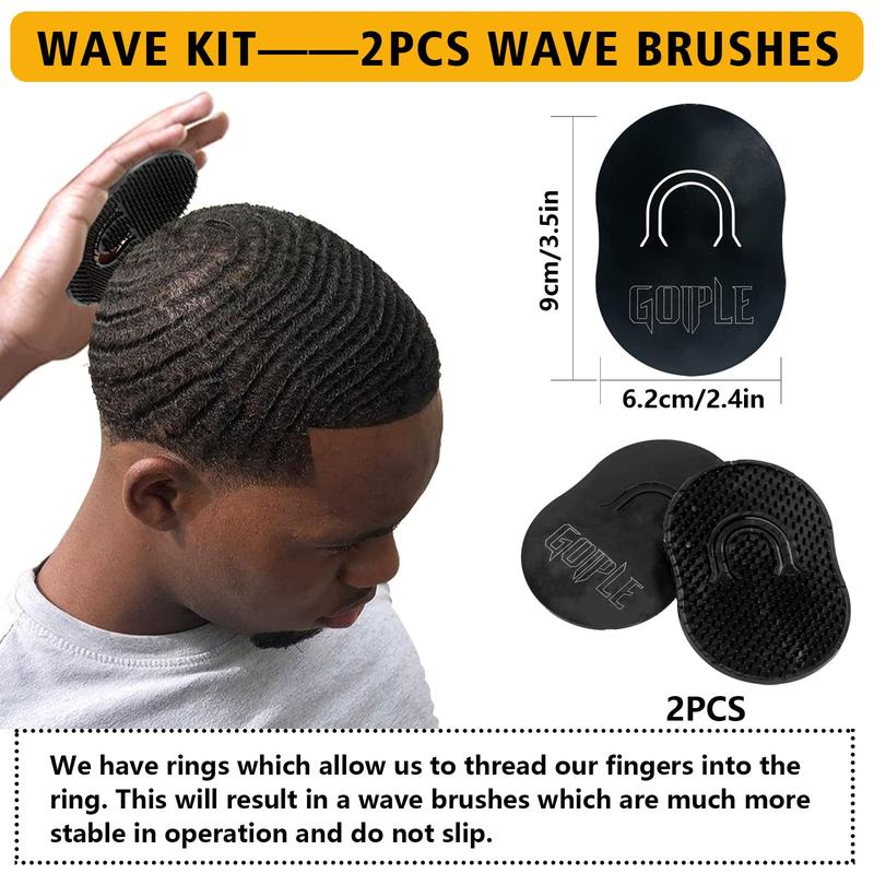 Hair Care Kit for Men's 360 Wave - Pomades for Strong Hold, Easy Wash, Moisture Control, Silky Shine & Training, Curved Brush, Durag Cap Set, Du-rag Synthetic Comfort