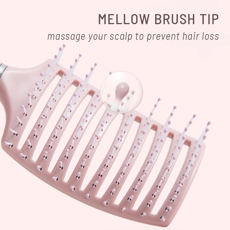 Hollow out Circular Hair Brush, Vented DetanglingHair Comb with Curved Design, Multi-use ScalpMassage Combs for Daily Use, Suitable forBusiness Trip ,Travel and Daily hair Care , back toschool Gift Haircare Heatless comb