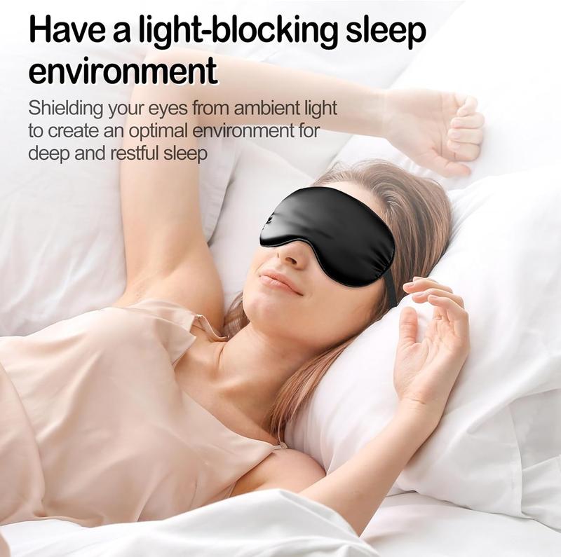 Sleep Mask Silk Eye Mask for Sleeping, Eye Cover Soft Satin Blindfold Adjustable Strap, Satin Blackout for Men & Women, Super Soft Eyeshade for Night Sleeping (Black) Lightweight Comfort