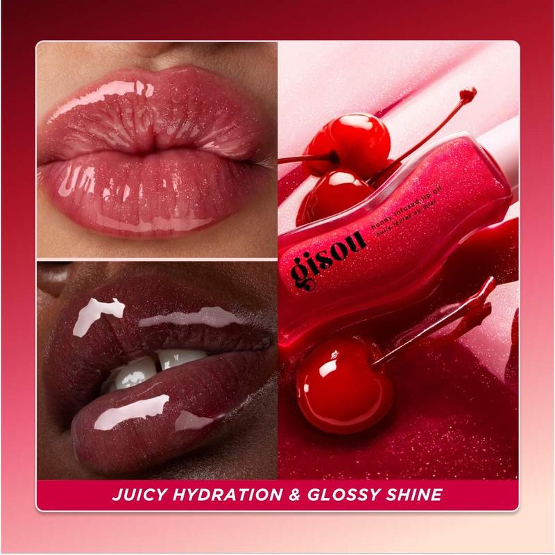 Gisou Honey Infused Lip Oil - Nourishing Moisturizer for Dry Lips, Watermelon Scent, 8ml - Skincare, Comfort