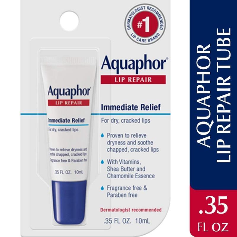 Aquaphor Lip Repair Ointment - Long-lasting Moisture for Dry Chapped Lips - 0.35 fl. oz. Tube - Comfort, Skincare