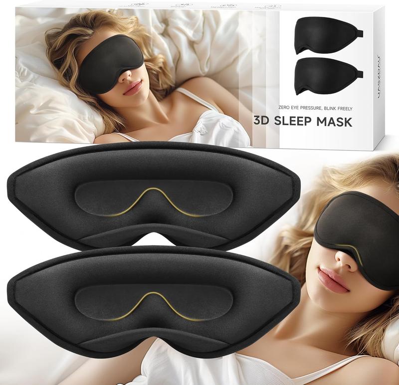 Sleep Mask Eye Mask for Women Men Eye Mask for Sleeping 3D Sleep Mask  Light Blocking, Eye Mask for Lash Extensions, Blindfold for Yoga, Traveling, Nap, 2 Pack