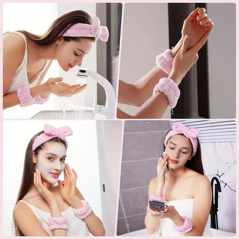 Spa Makeup Headband & Wristband & Ice Face Roller Mold, 5 Counts set Face Washing Tool Set, Professional Skincare Tools for Women