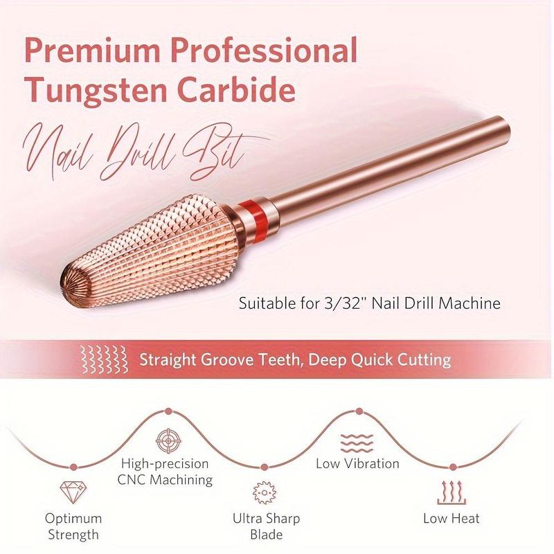 Tungsten Carbide Acrylic Nail Drill Bit, Electric File Machine Head Tips for Manicure Polishing, Fast Remove Gel Nail Drill Bit