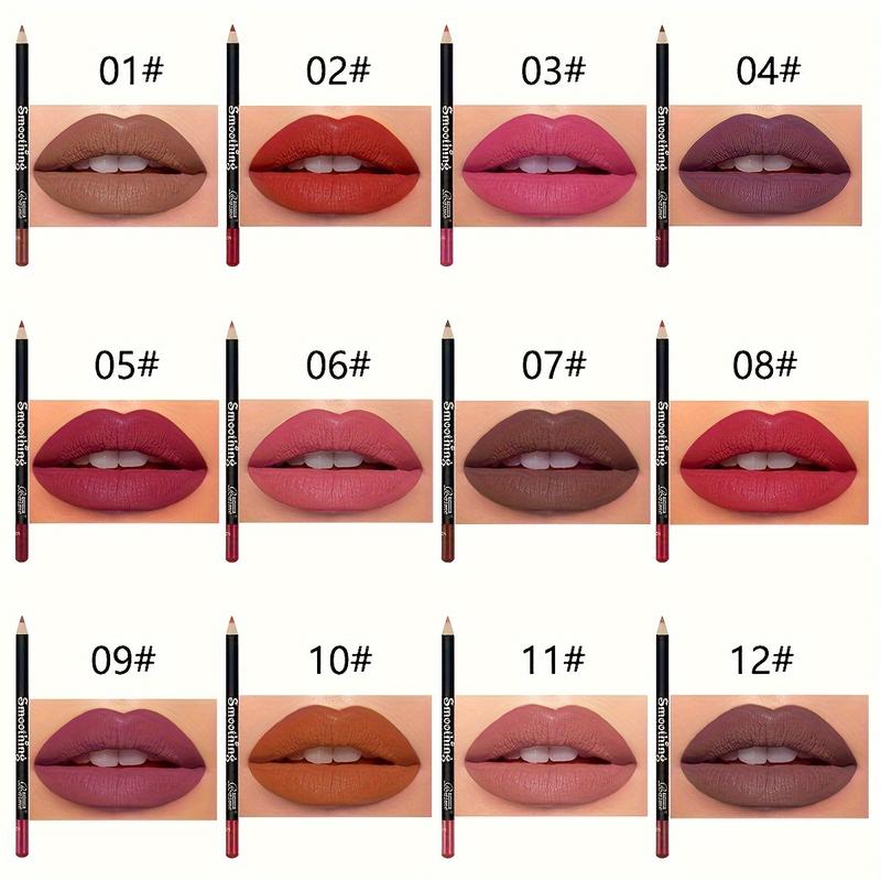 12pc Matte Lip Liner Pencil Set, Smooth Application, Long-lasting Velvet Texture, Assorted Mocha Shades, Lipstick Pencil Gift Set for Lip Contouring and Definition, Ideal Gifts for Women