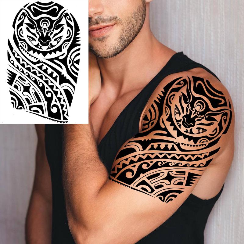 Totem Pattern Temporary Tattoo Sticker, 6 Counts set Punk Style Fake Tattoo Decals for Arm Shoulder, DIY Body Art Decoration for Adults