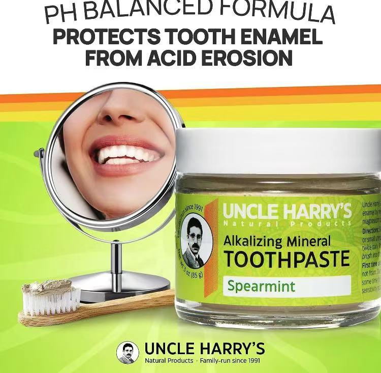 Uncle Harry's Alkalizing MineralToothpasteNatural WhiteningToothpaste Freshens Breath &Promotes EnamelVegan Fluoride FreeToothpaste Oral Foaming PlantSensitive