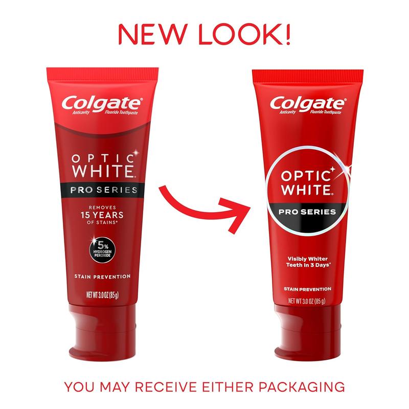 Colgate Optic White Pro Series Toothpaste with Hydrogen Peroxide, Stain Prevention, 3 Oz Tube Mint Oral