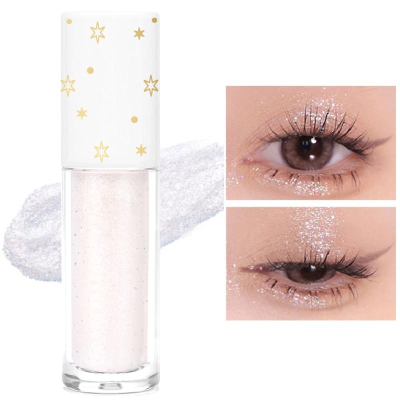 Geeneiya Liquid Glitter Eyeshadow Korean Makeup Eyeliner Under Eye Shadow Bling, Pigmented, Long Lasting, Quick Drying, Loose Glitter Eyeliner for Crystals Eye Makeup Trendy Eyeshadow