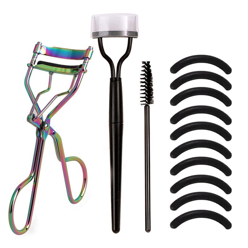 Eyelash Curler with Silicone Pad & Eyelash Comb & Spiral Brush Set, Portable Eyelash Curling Tool, Professional Makeup Tools for Women, Christmas Gift