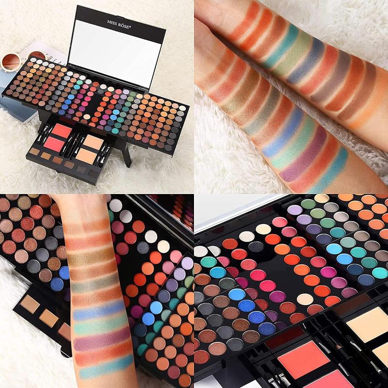 190 Colors Makeup Pallet,Professional Makeup Kit for Women Full Kit,All in One Makeup Sets for Women&Beginner,include Eyeshadow,Lipstick,Compact Powder,Eyeliner,Concealer(004-Black) Silky Blend Daily Flawless Foundation Gift Long Lasting Mirror Primer