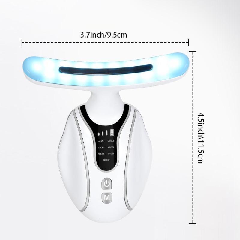 7-color LED Light Neck Heating Beauty Instrument, Rechargeable Facial Care Massager for Face and Neck, USB Rechargeable, Multifunctional Home Skin Care Tool for Women, Portable and Easy To Use , A Gift for Women