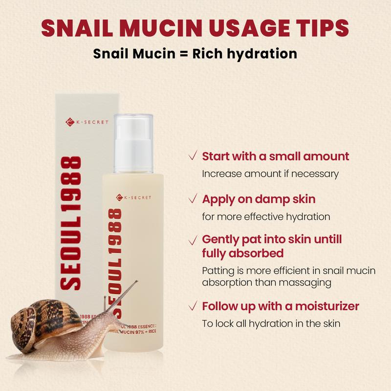 [KSECRET OFFICIAL STORE] SEOUL 1988 ESSENCE : SNAIL MUCIN 97% + RICE 100ml   3.38 fl oz.